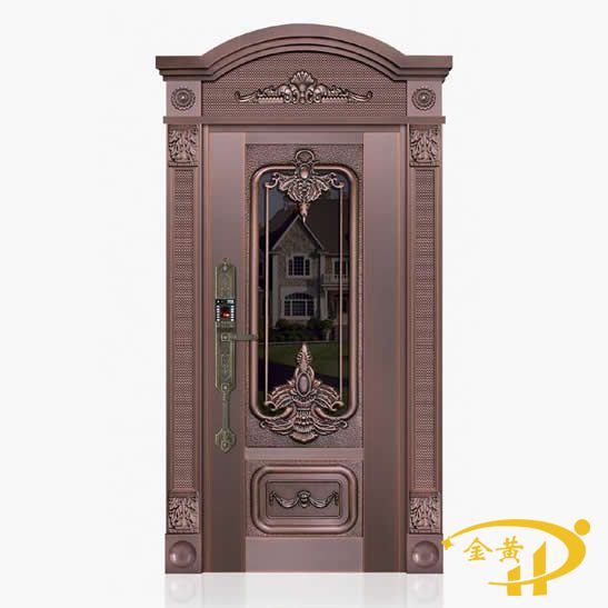 圆弧门头玻璃铜门