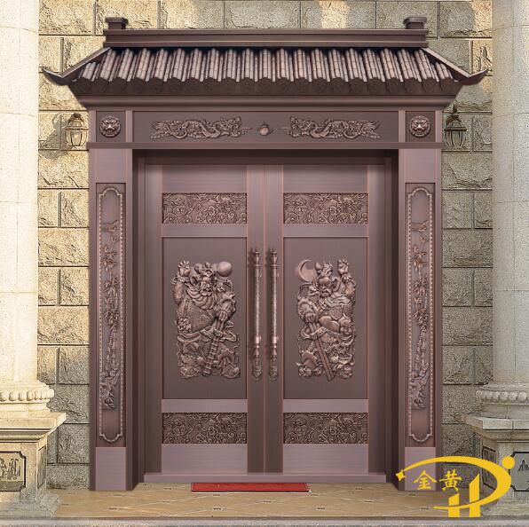 带琉璃瓦铜门