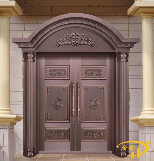 罗马柱圆弧铜门
