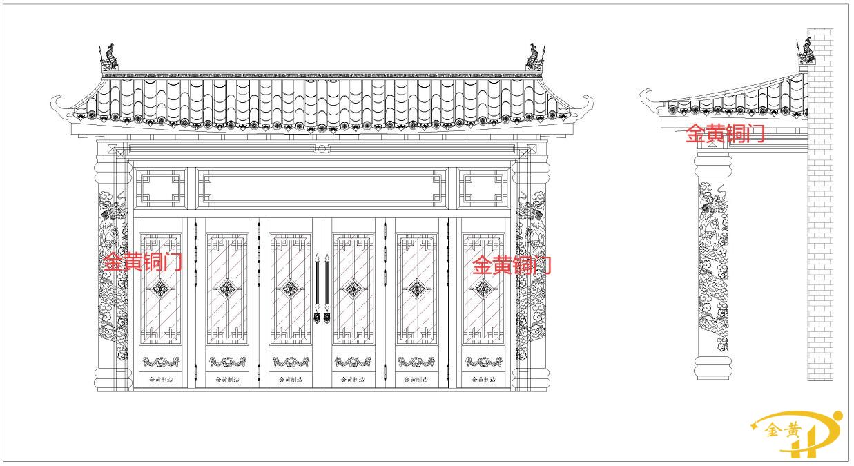 天津独栋别墅安装别墅铜门案例(带雨棚别墅铜门) 天津独栋别墅安装别墅铜门案例(带雨棚别墅铜门)