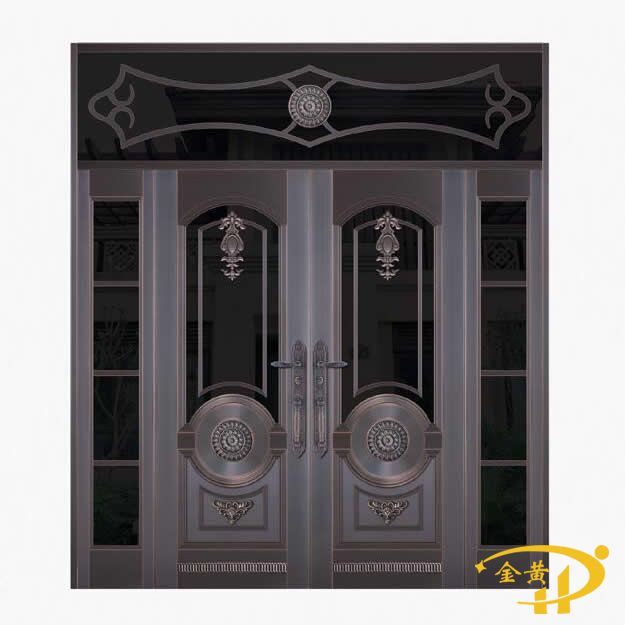 四开子母玻璃铜门