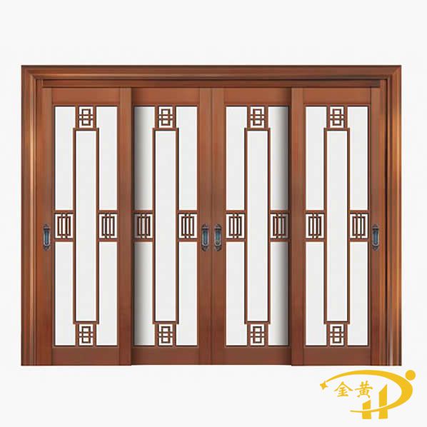 玻璃四开铜门
