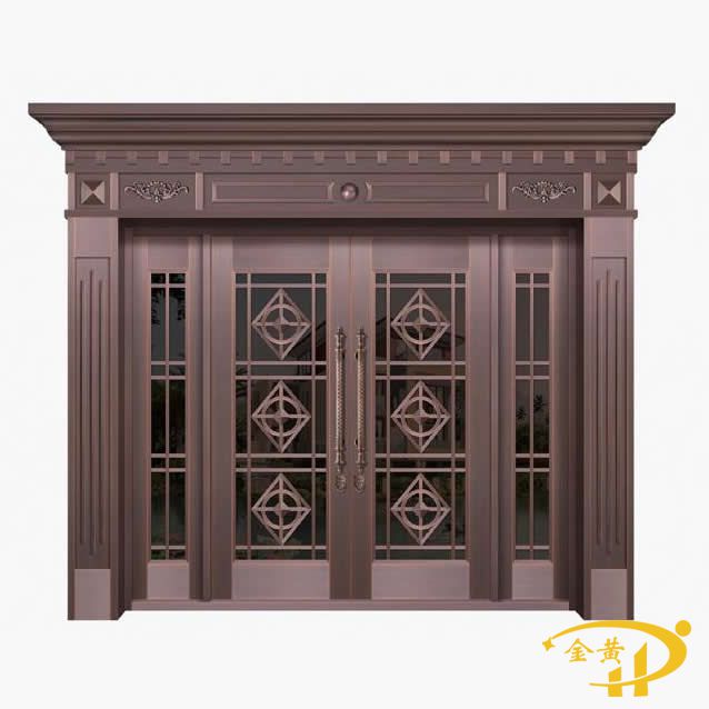 玻璃子母四开铜门